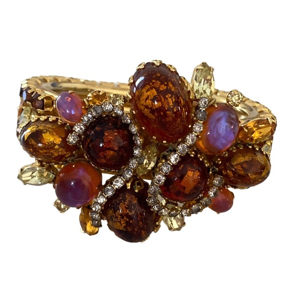 VTG SCHRAGER FIFTH AVENUE rare iconic cuff bangle dragons breath rhinestones - Picture 10 of 15